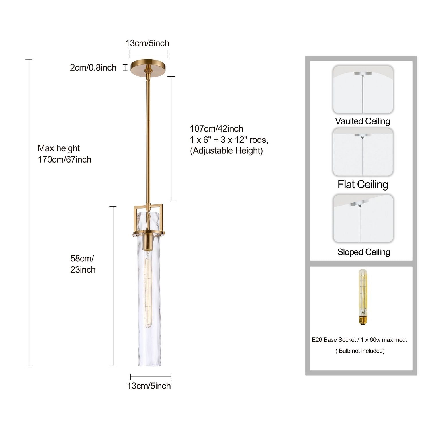 Arabela Lighting - 85246-1 - Une lampe Suspension - Jayden - Or laqué