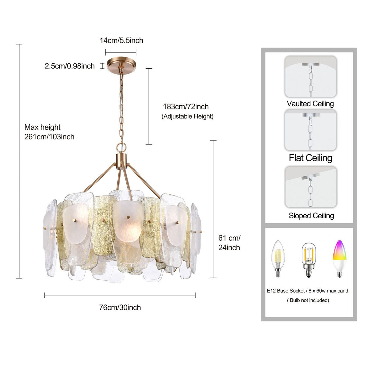 Arabela Lighting - 85201-8 - Eight Light Chandelier - Strata - Lacquered Gold