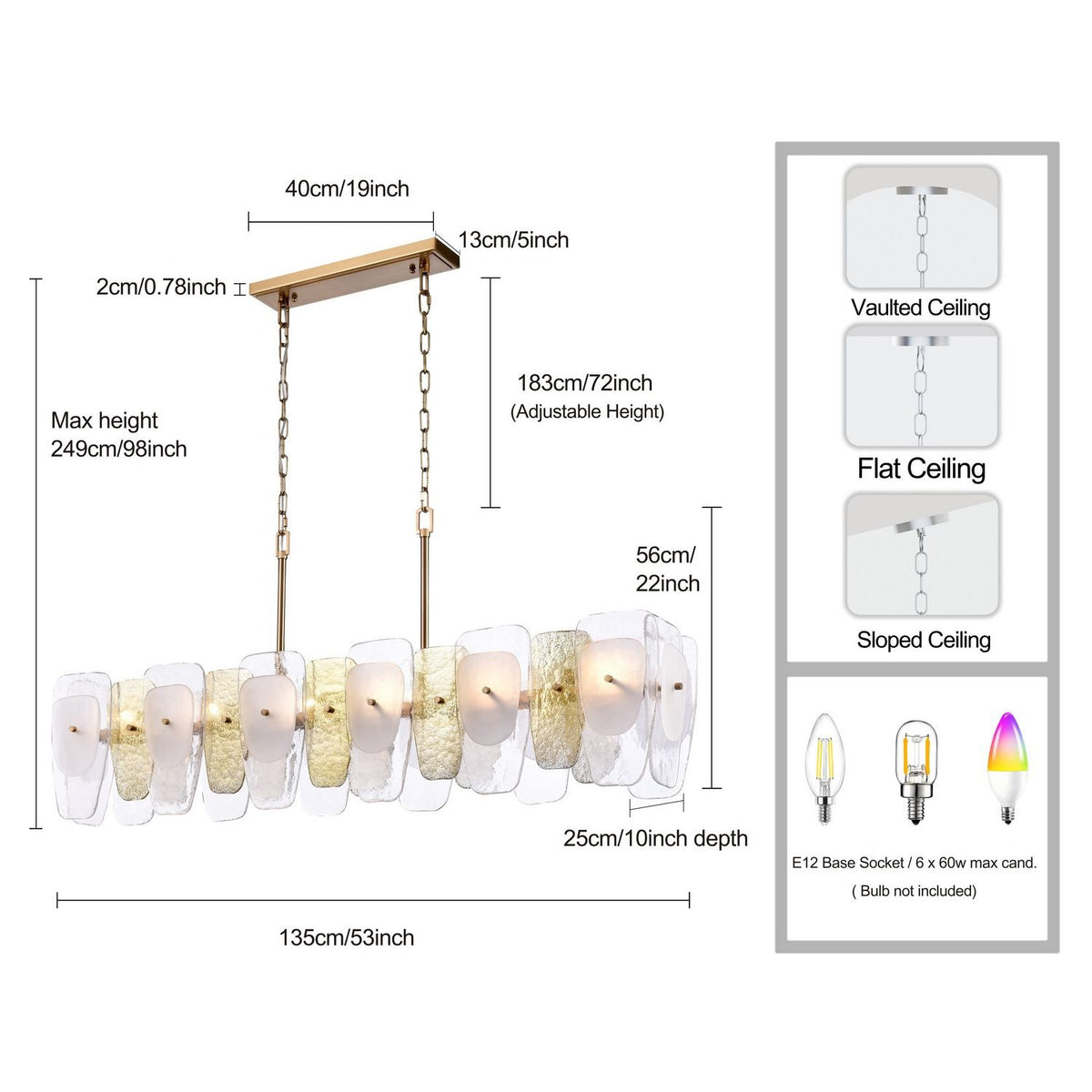 Arabela Lighting - 85203-6 - Six Light Linear Chandelier - Strata - Lacquered Gold
