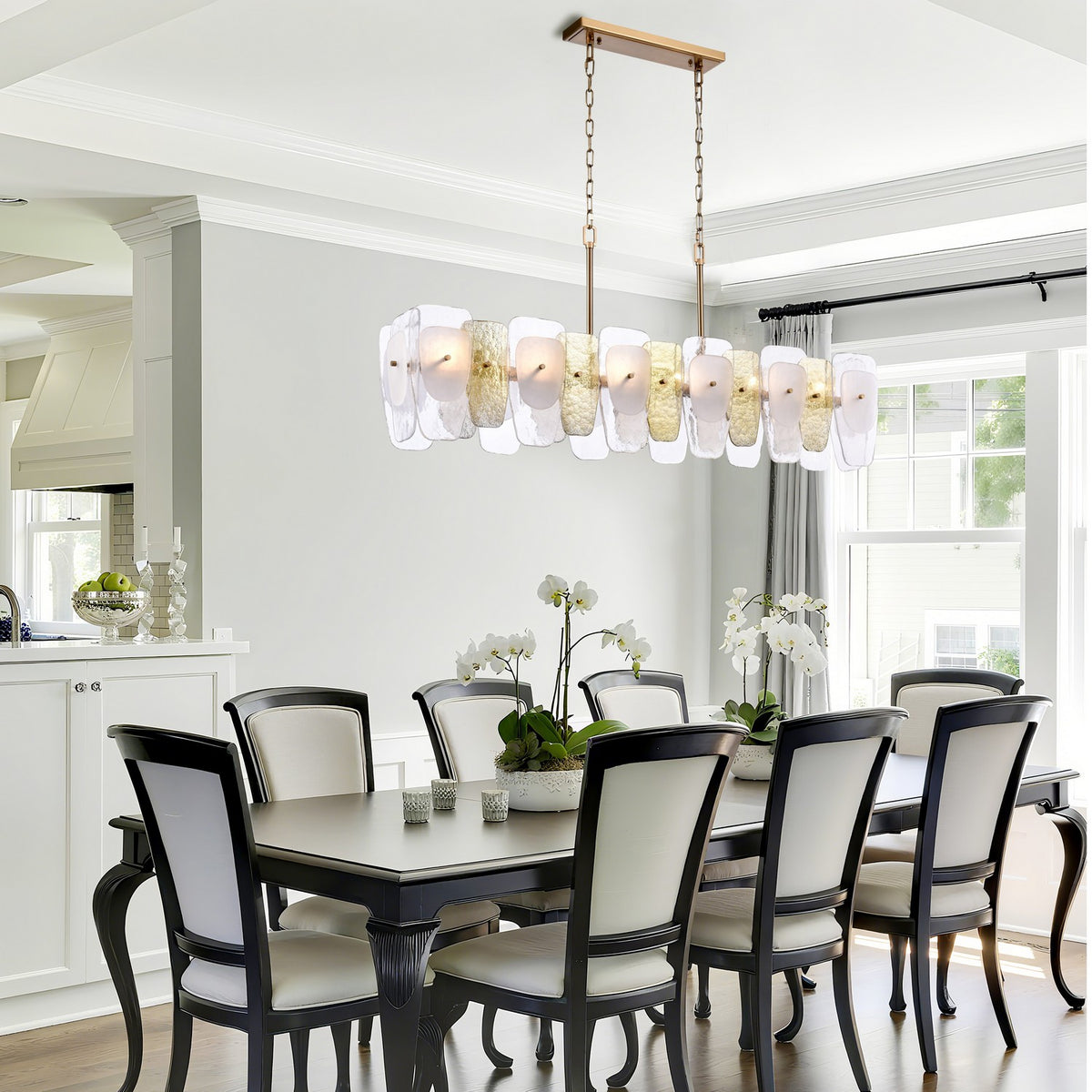 Arabela Lighting - 85203-6 - Six Light Linear Chandelier - Strata - Lacquered Gold