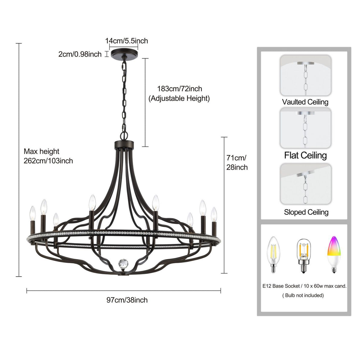Arabela Lighting - 85153-10 - Ten Light Chandelier - Tuscan - Dark Bronze