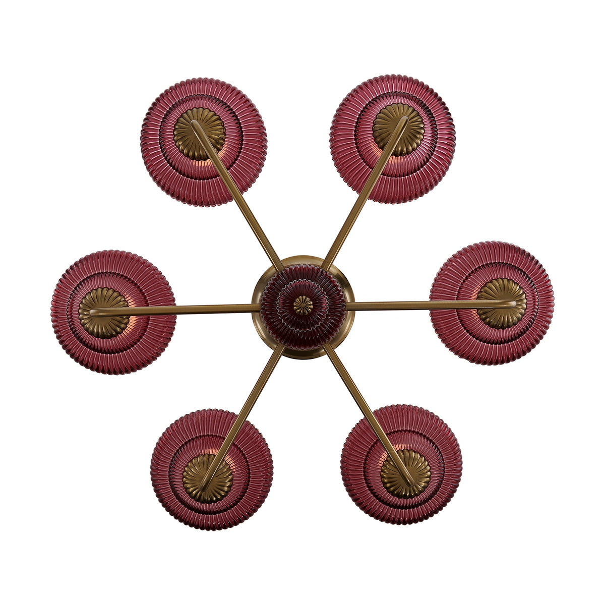 Kalco - 519671STB/MGNT - Six Light Chandelier - Verde - Satin Brass