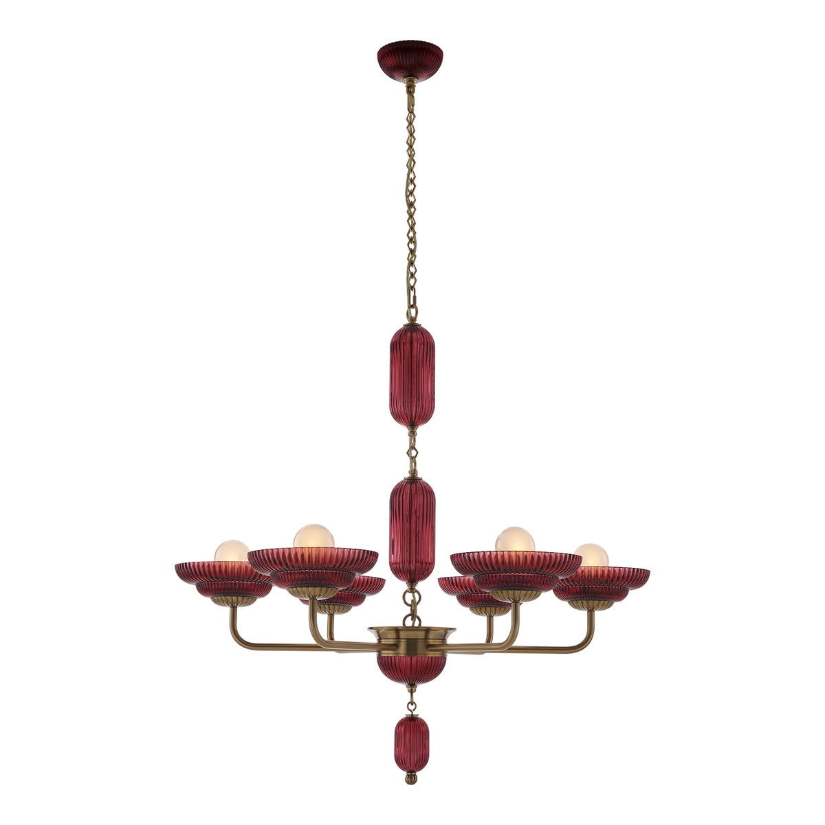 Kalco - 519671STB/MGNT - Six Light Chandelier - Verde - Satin Brass