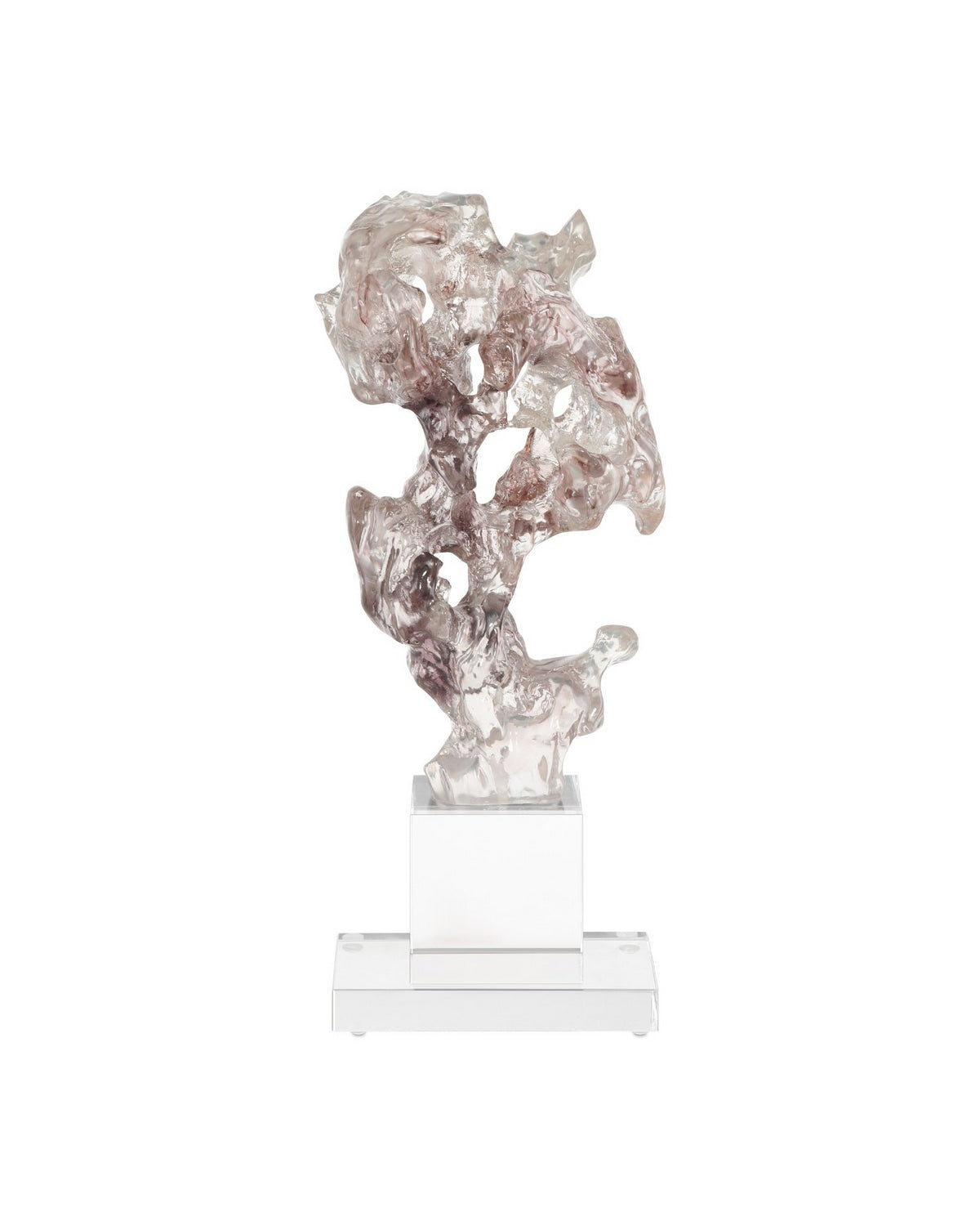 Sculpture en faux cristal de roche Currey and Company 1200-0974, rose/violet/transparent