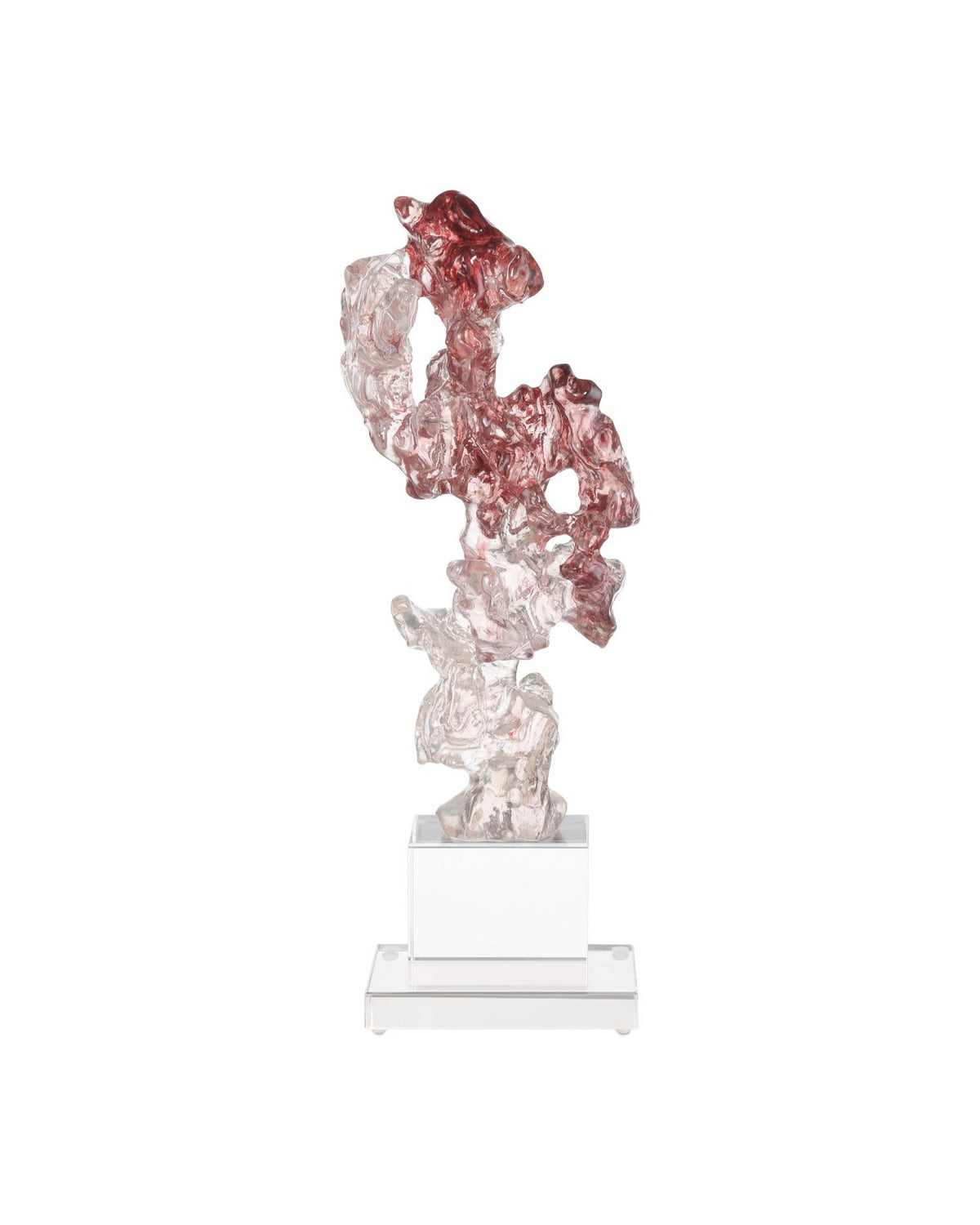 Sculpture en faux cristal de roche Currey and Company 1200-0975, violet, rose et transparent.