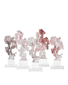 Sculpture en faux cristal de roche Currey and Company 1200-0975, violet, rose et transparent.