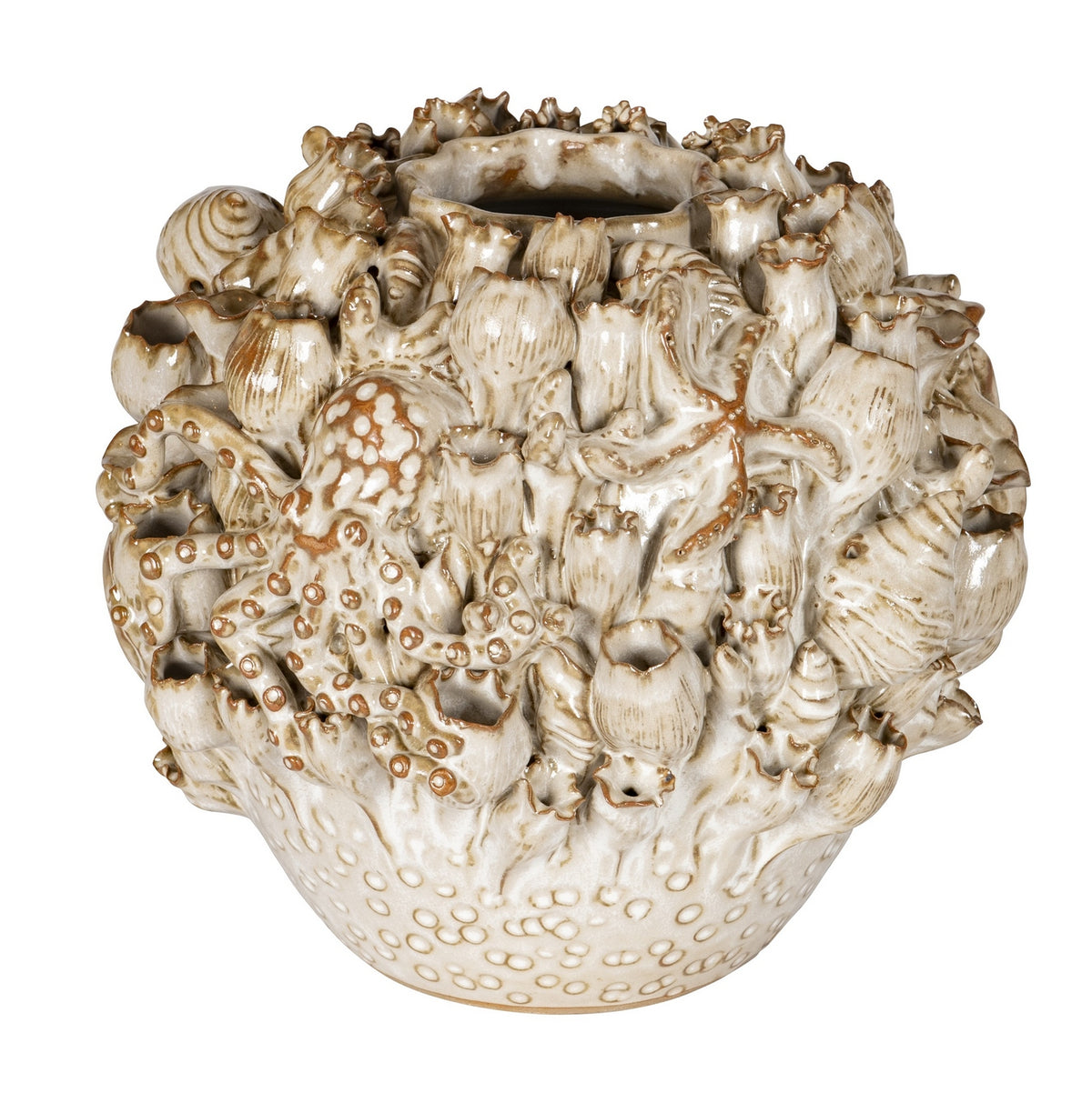 Vase Tidal Currey and Company 1200-1052 en blanc laiteux
