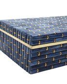 Coffret de 2 boîtes en bambou Midnight de Currey and Company 1200-1060, couleur bleu/laiton