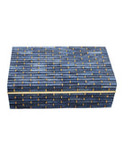 Coffret de 2 boîtes en bambou Midnight de Currey and Company 1200-1060, couleur bleu/laiton