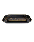 Currey and Company 1200-1063 Glasshouse Tole Tray Set of 2 in Black/Gold