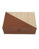 Currey and Company 1200-1069 Leather & Raffia Box Set of 2 in Brown/Natural