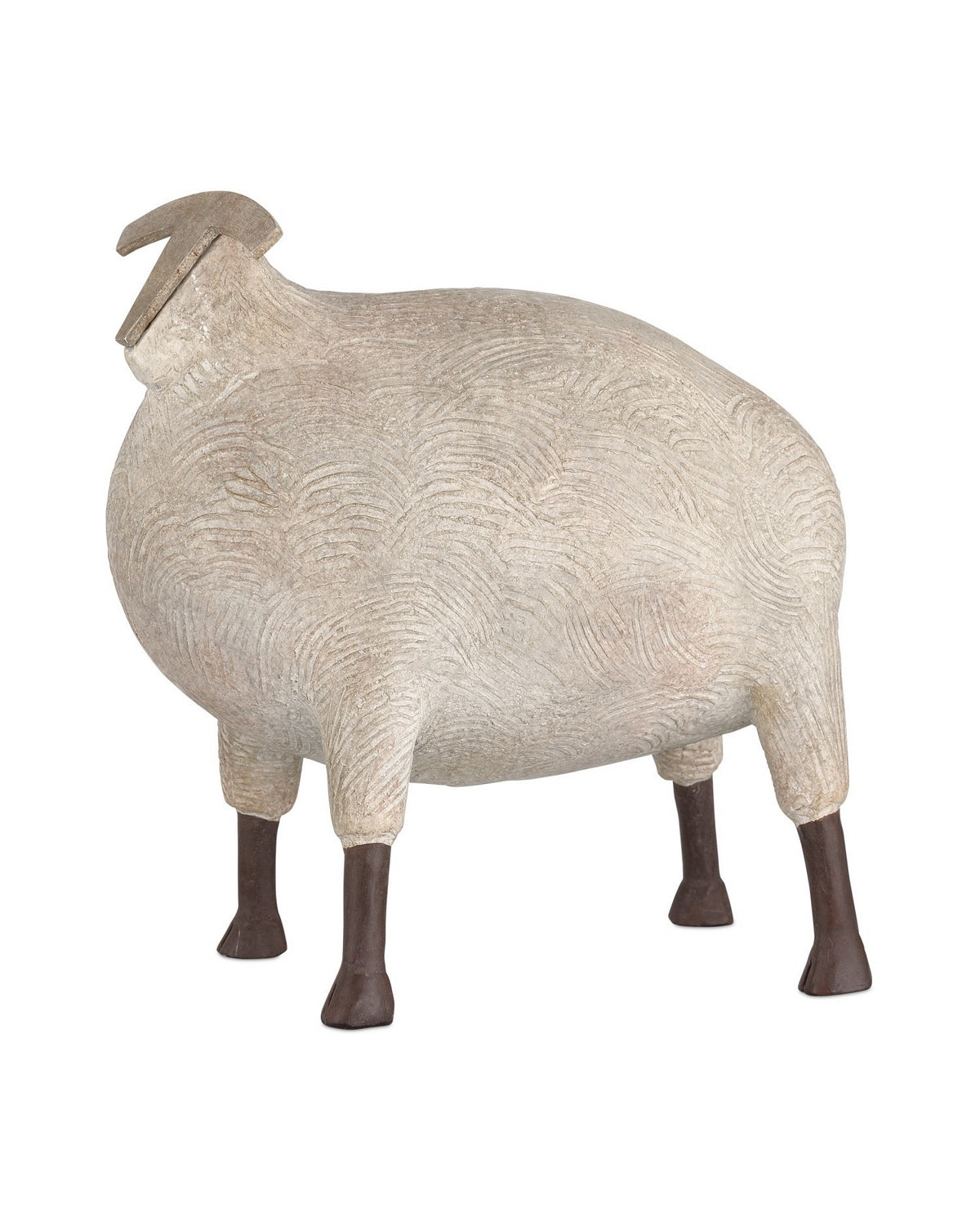 Currey and Company 1200-1073 Ancient Ram Sculpture in Beige/Black