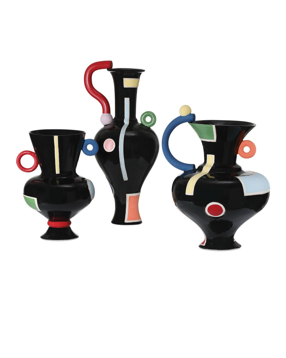 Currey and Company 1200-1093 Fauvist Vase in Black/Green/Red/Yellow/Orange