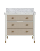 Meuble-lavabo Currey and Company 3800-0018 Aster 36 po avec lavabo rectangulaire encastré, coloris blanc cassé/brouillard/naturel/blanc/laiton poli