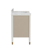 Meuble-lavabo Currey and Company 3800-0018 Aster 36 po avec lavabo rectangulaire encastré, coloris blanc cassé/brouillard/naturel/blanc/laiton poli