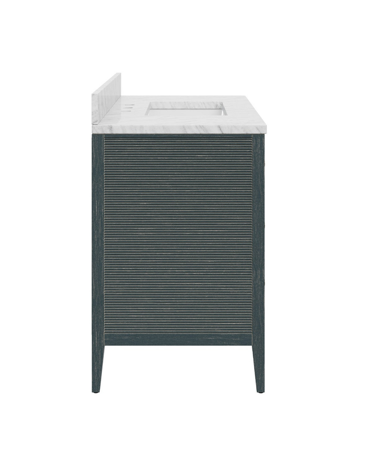 Meuble-lavabo Currey and Company 3800-0019 Santos 36 po avec lavabo rectangulaire encastré, finitions bleu marine vintage, naturel, blanc, laiton brossé et nickel poli.