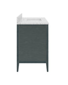Meuble-lavabo Currey and Company 3800-0019 Santos 36 po avec lavabo rectangulaire encastré, finitions bleu marine vintage, naturel, blanc, laiton brossé et nickel poli.