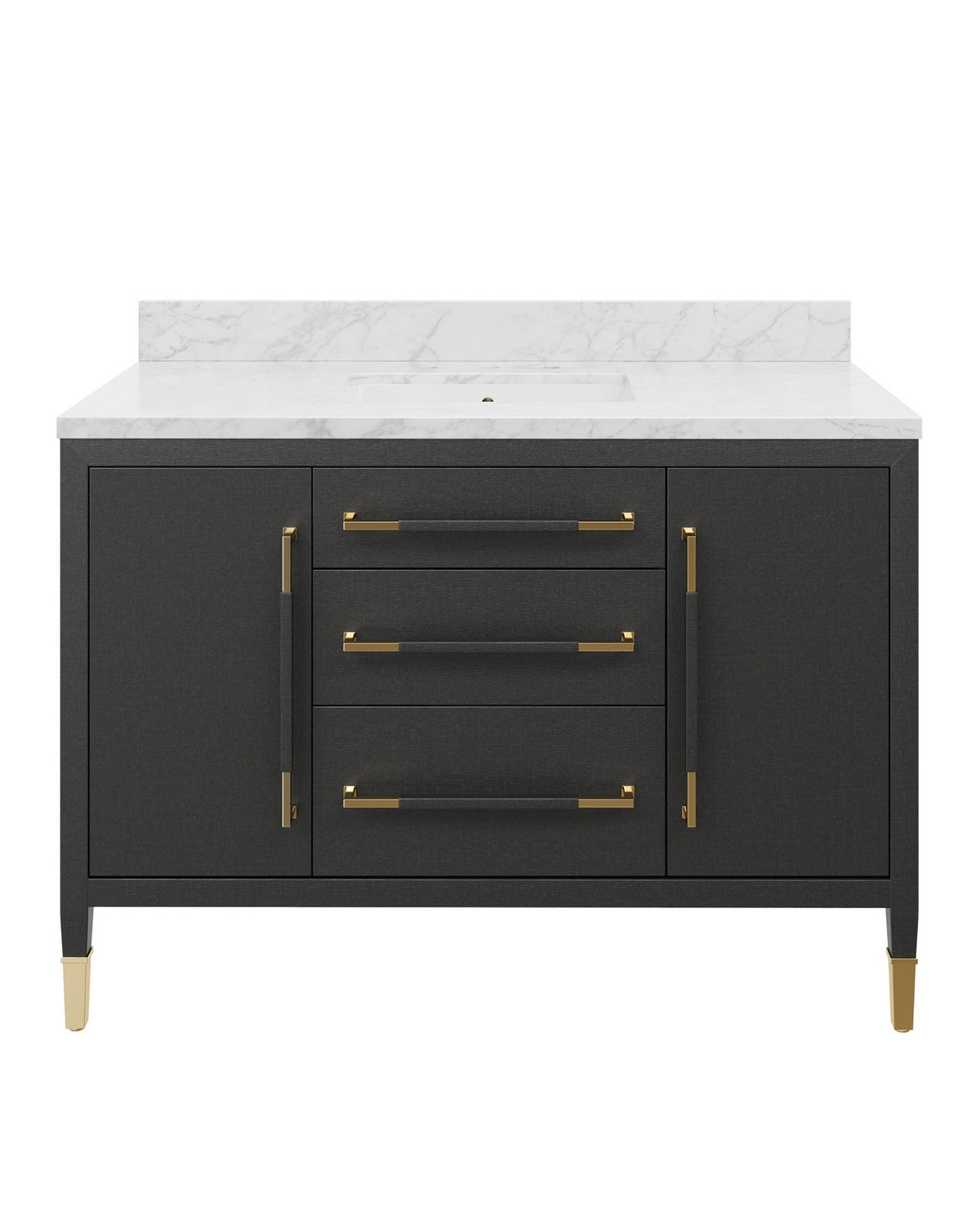 Meuble-lavabo Currey and Company 3800-0020 Verona 48" avec lavabo rectangulaire encastré, coloris noir/naturel/blanc/champagne