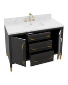 Meuble-lavabo Currey and Company 3800-0020 Verona 48" avec lavabo rectangulaire encastré, coloris noir/naturel/blanc/champagne