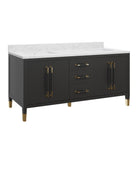 Meuble-lavabo Currey and Company 3800-0021 Verona 72 po avec lavabo rectangulaire encastré, coloris noir/naturel/blanc/champagne
