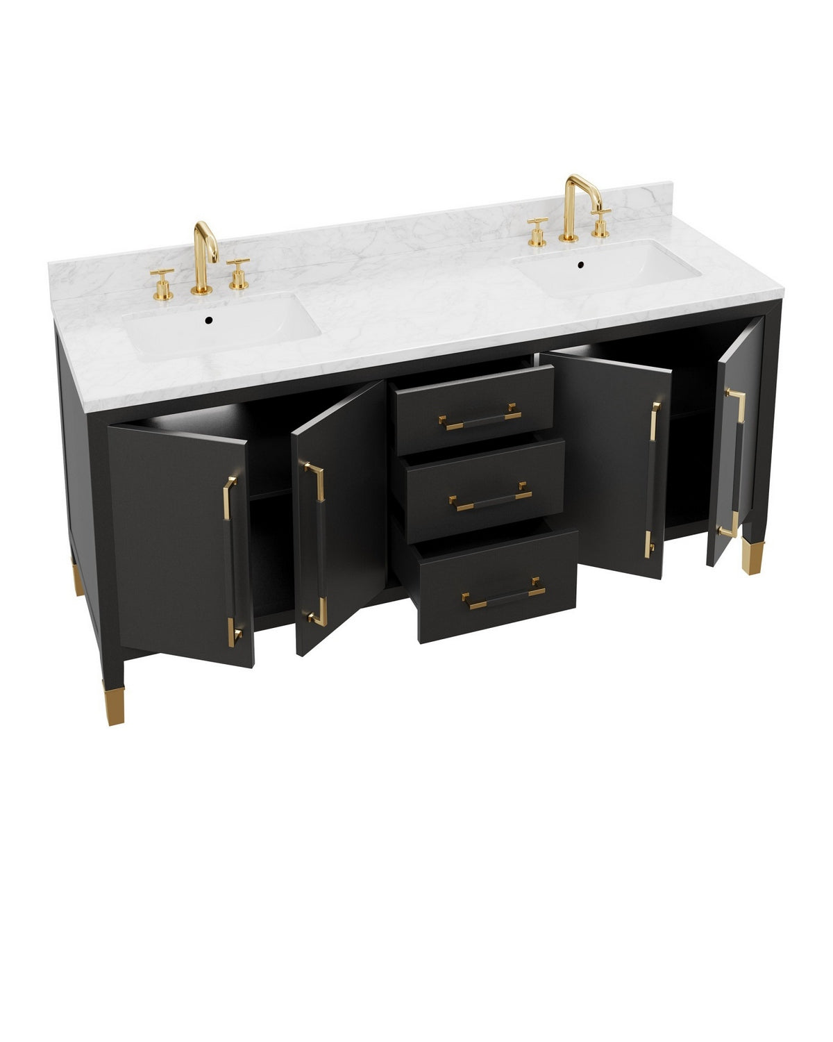 Meuble-lavabo Currey and Company 3800-0021 Verona 72 po avec lavabo rectangulaire encastré, coloris noir/naturel/blanc/champagne