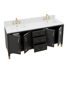 Meuble-lavabo Currey and Company 3800-0021 Verona 72 po avec lavabo rectangulaire encastré, coloris noir/naturel/blanc/champagne