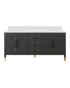 Meuble-lavabo Currey and Company 3800-0021 Verona 72 po avec lavabo rectangulaire encastré, coloris noir/naturel/blanc/champagne