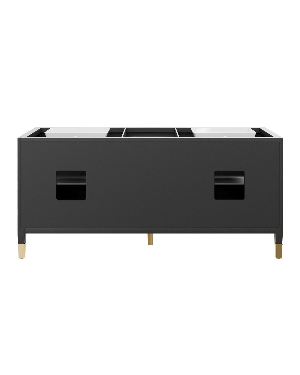 Meuble-lavabo Currey and Company 3800-0021 Verona 72 po avec lavabo rectangulaire encastré, coloris noir/naturel/blanc/champagne