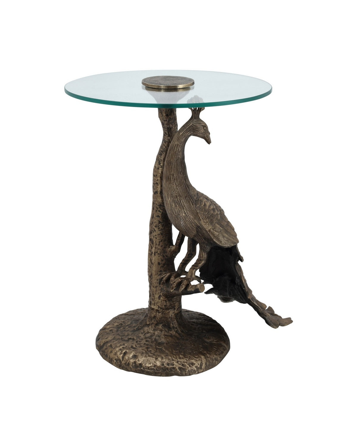 Currey and Company 4000-0255 Paonne Accent Table in Antique Gold/Clear
