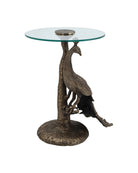 Currey and Company 4000-0255 Paonne Accent Table in Antique Gold/Clear