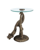 Currey and Company 4000-0255 Paonne Accent Table in Antique Gold/Clear