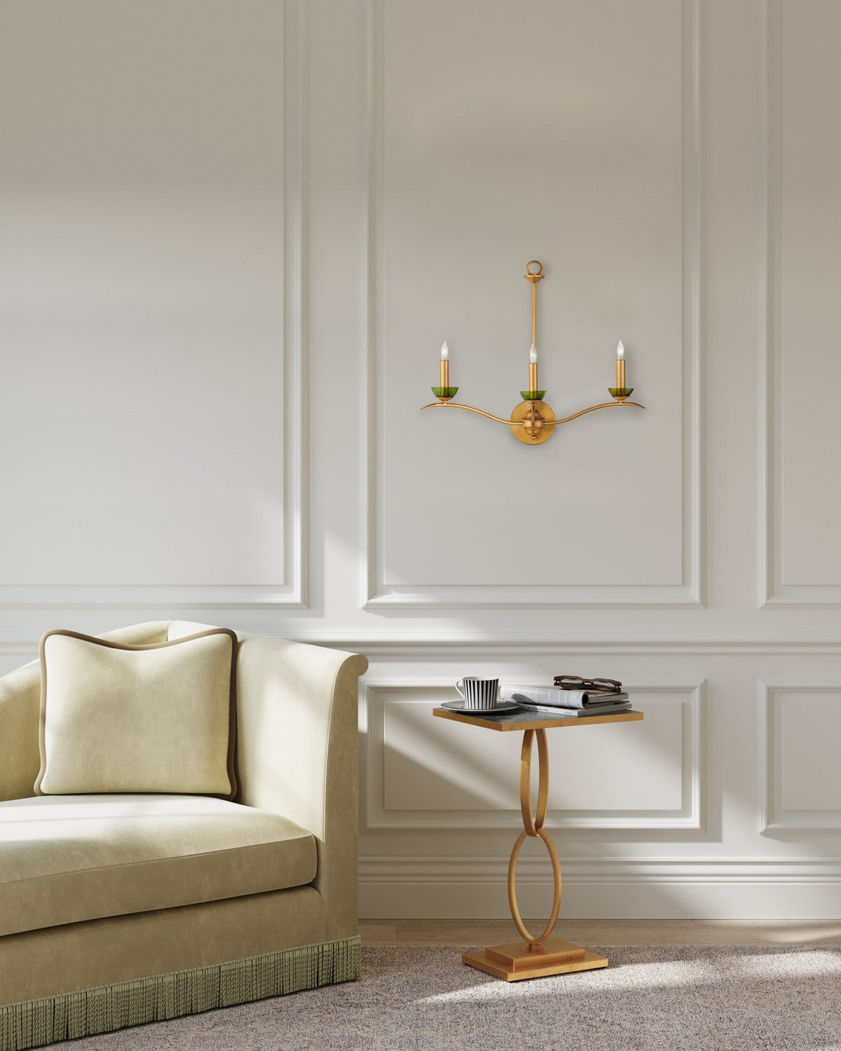 Currey et Compagnie 5000-0288 Flannery Murale en feuille d'or/vert contemporain