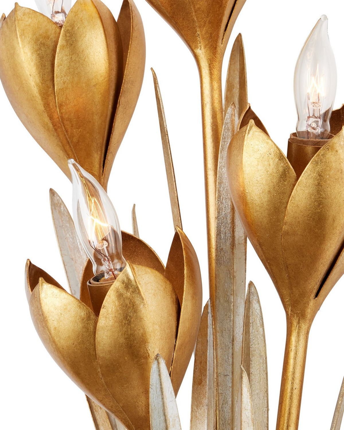 Currey and Company 5000-0289 Hortensia Murale Feuille d'or contemporaine / Feuille d'or contemporaine / Feuille d'argent contemporaine