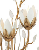Currey and Company 5000-0299 Star Magnolia Murale en laiton antique/blanc/transparent