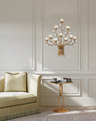 Currey and Company 5000-0299 Star Magnolia Murale en laiton antique/blanc/transparent