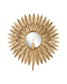 Currey and Company 5000-0300 Plumage Wall Sconce in Antique Brass/Mirror