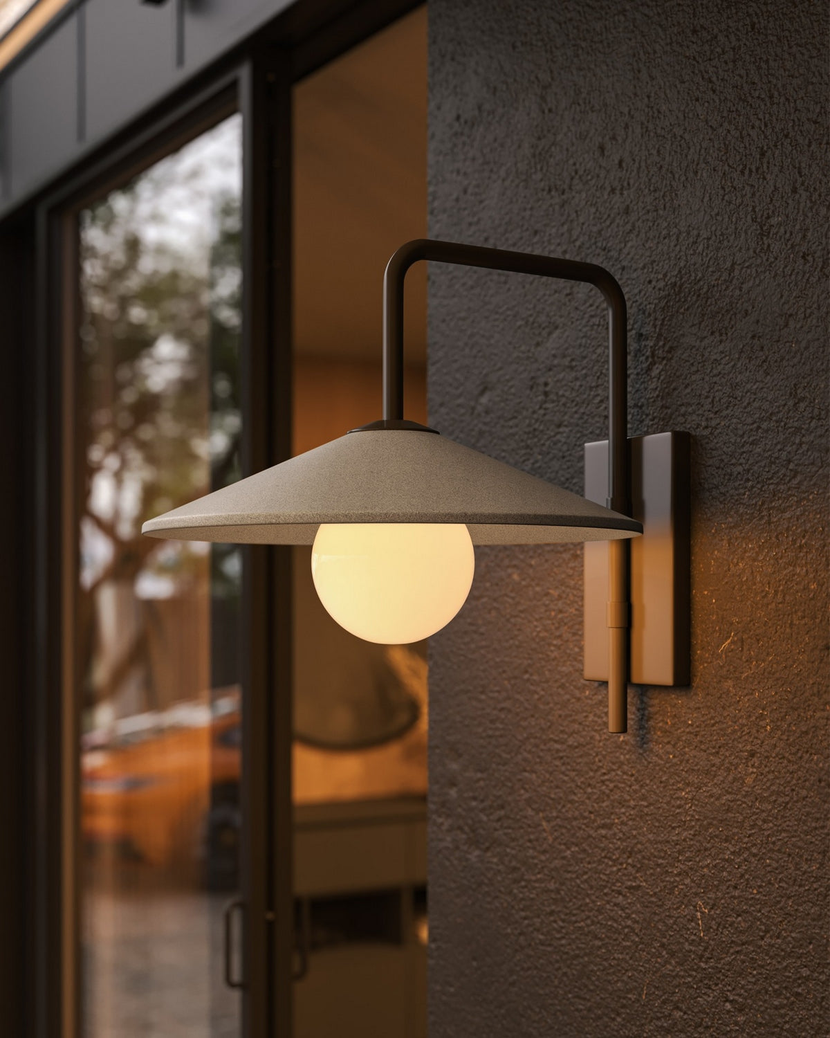 Currey and Company 5500-0058 Bothy Outdoor Wall Sconce in Natural/Black/Frosted White