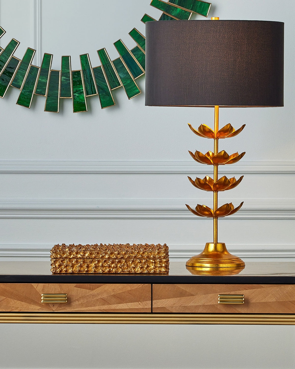 Currey et Compagnie 6000-1056 Éveil Lampe de table en feuille d'or