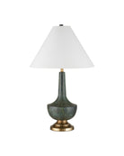 Currey and Company 6000-1060 Djinn Table Lamp in Verdigris/Antique Brass