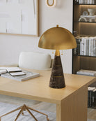 Lampe de bureau Edith 6000-1065 de Currey and Company, couleur brun café/laiton antique