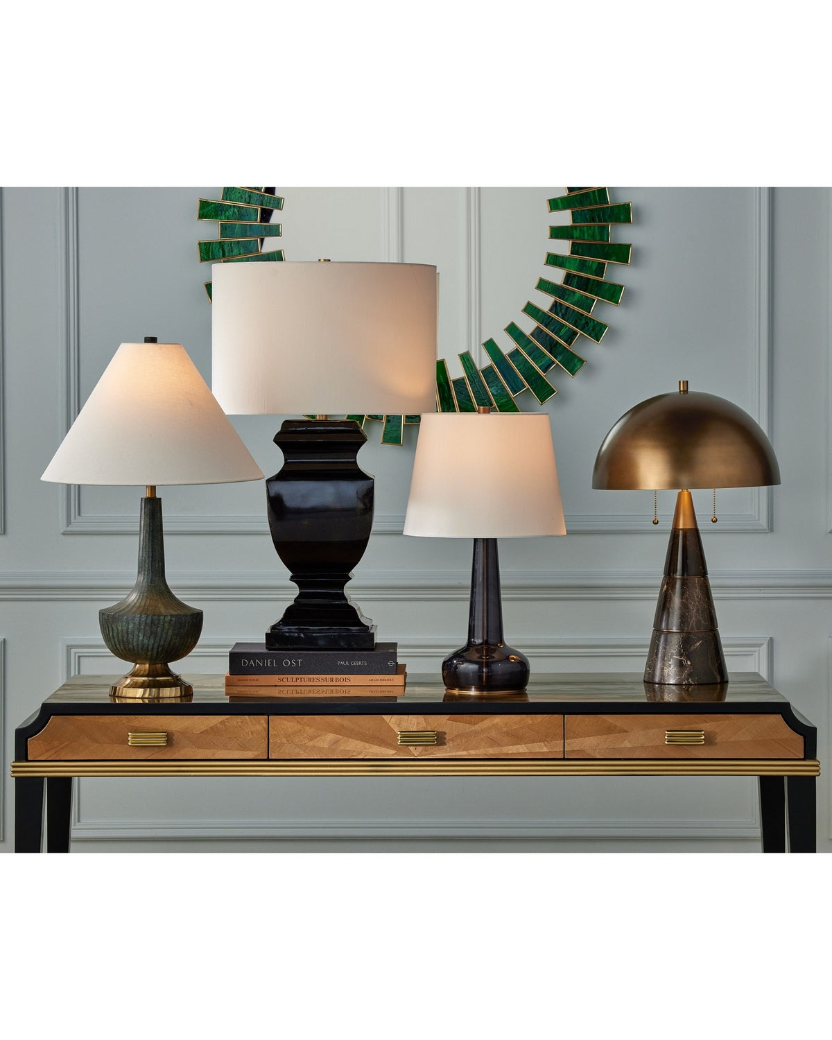 Lampe de bureau Edith 6000-1065 de Currey and Company, couleur brun café/laiton antique