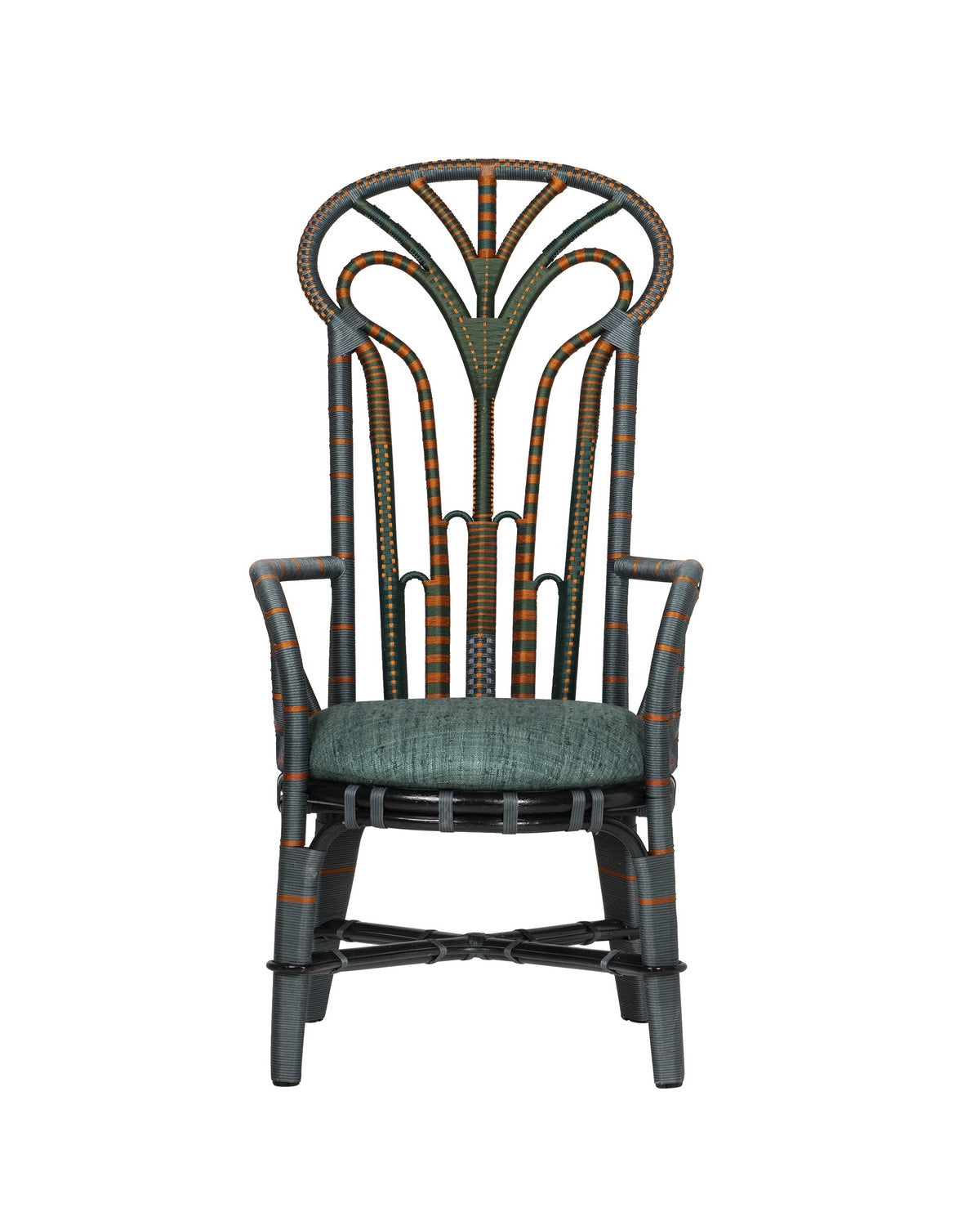 Fauteuil trône Benin Currey and Company 7000-1052, vert/orange