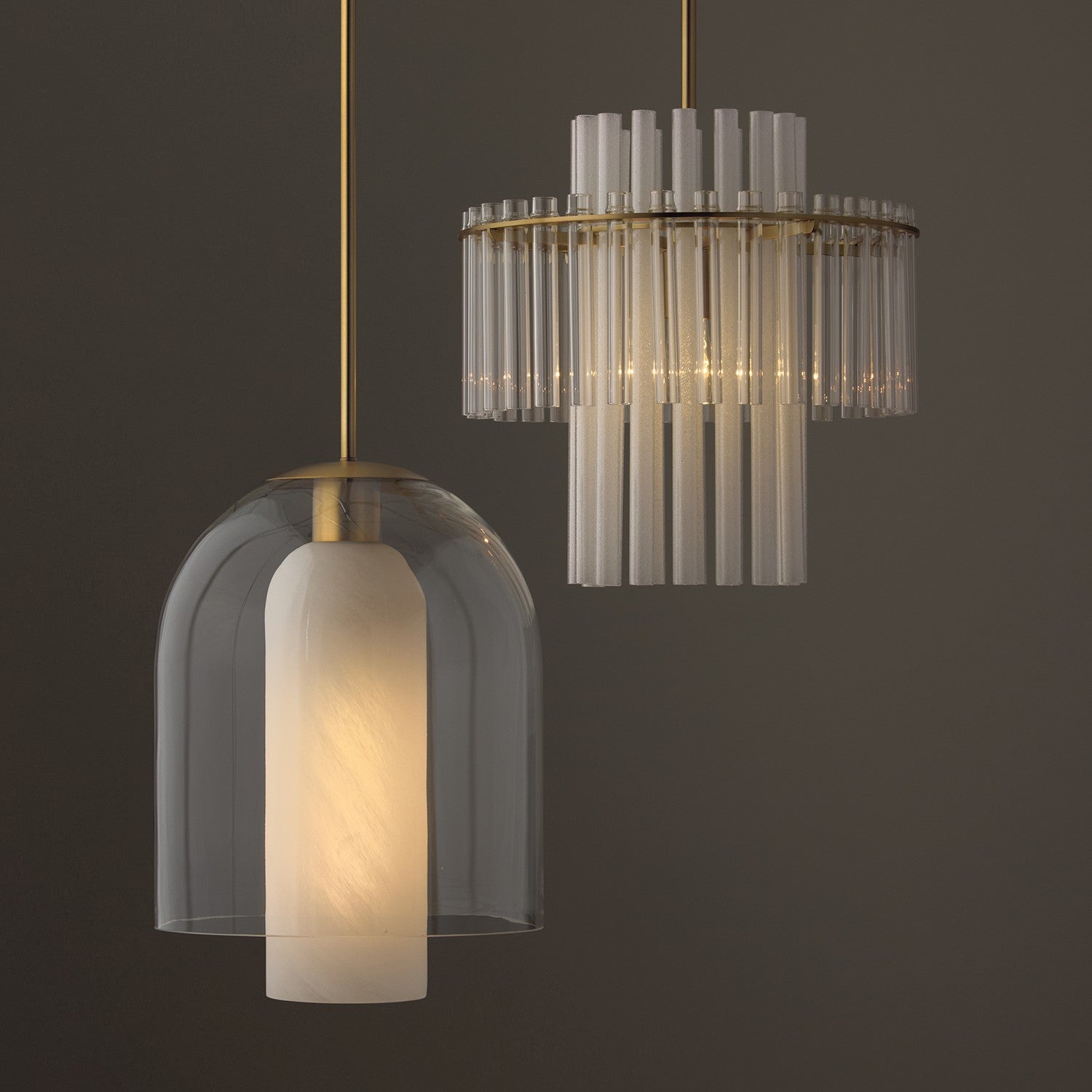 Éclairage Capital - 358711AD - Une lampe Suspension - Blair - Laiton vieilli