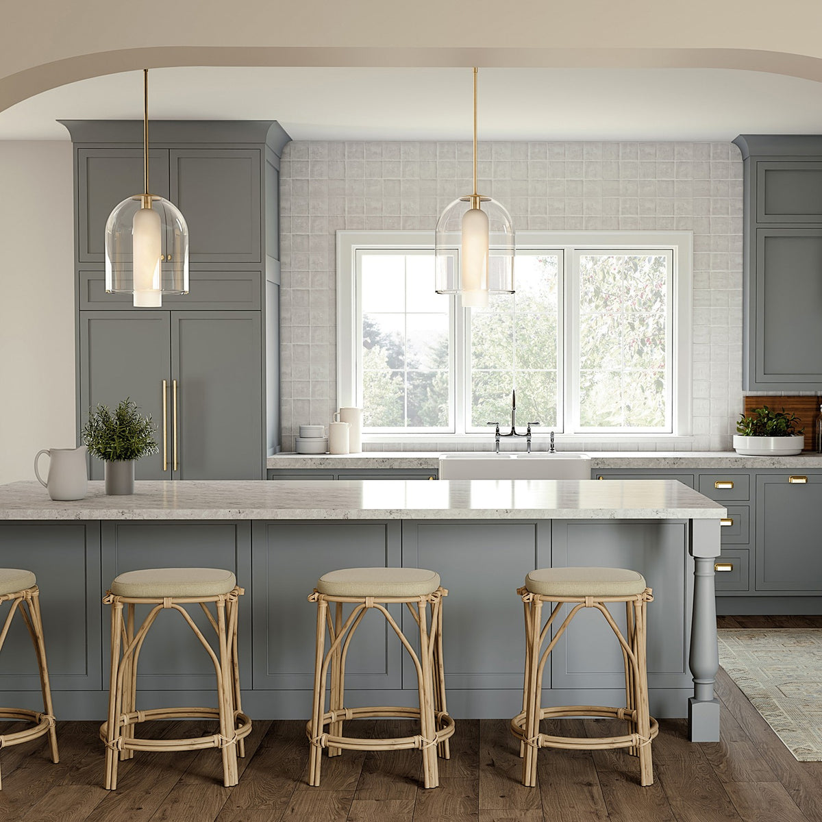 Éclairage Capital - 358911AD - Une lampe Suspension - Liz - Laiton vieilli