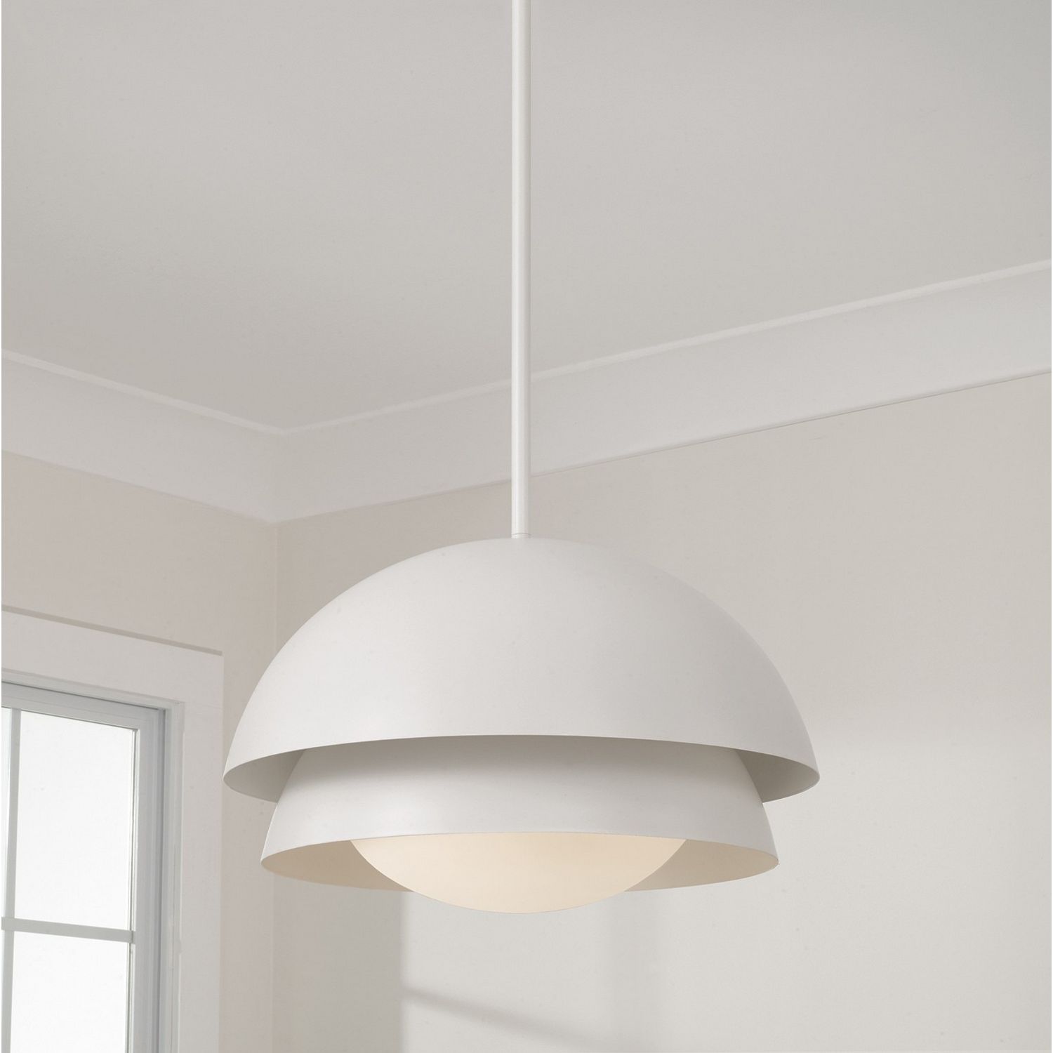 Éclairage Capital - 359211WE - Une lampe Suspension - Jensen - Blanc mat