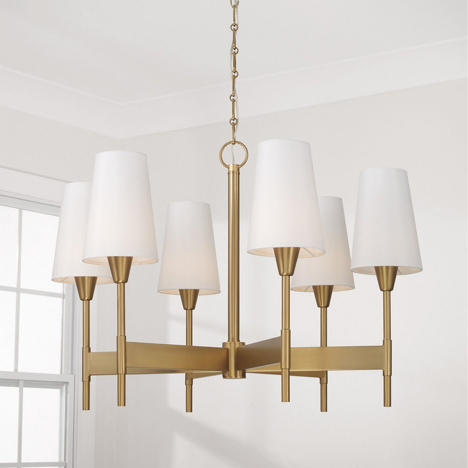 Éclairage Capital - 460861AD-718 - Six lampes Suspendu - Leland - Laiton vieilli