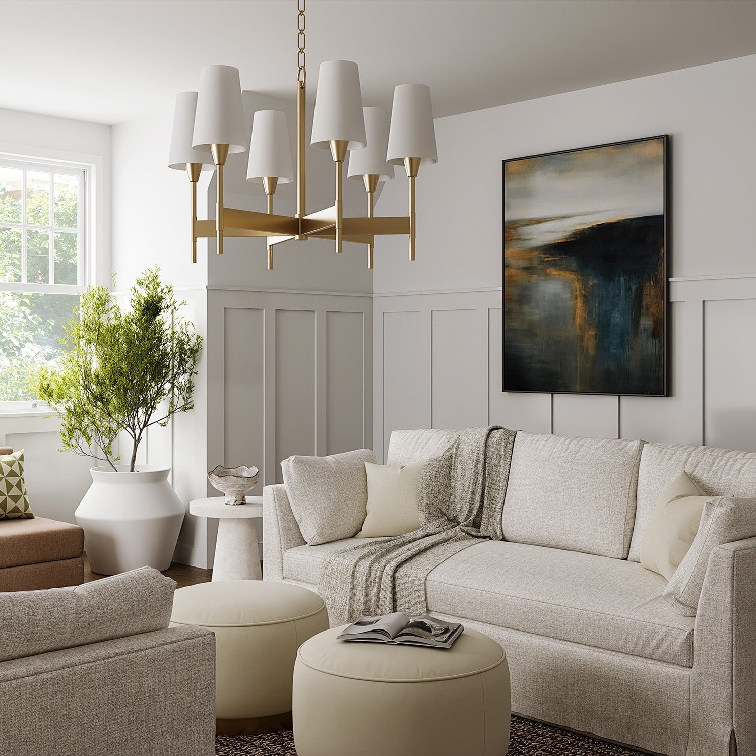 Éclairage Capital - 460861AD-718 - Six lampes Suspendu - Leland - Laiton vieilli