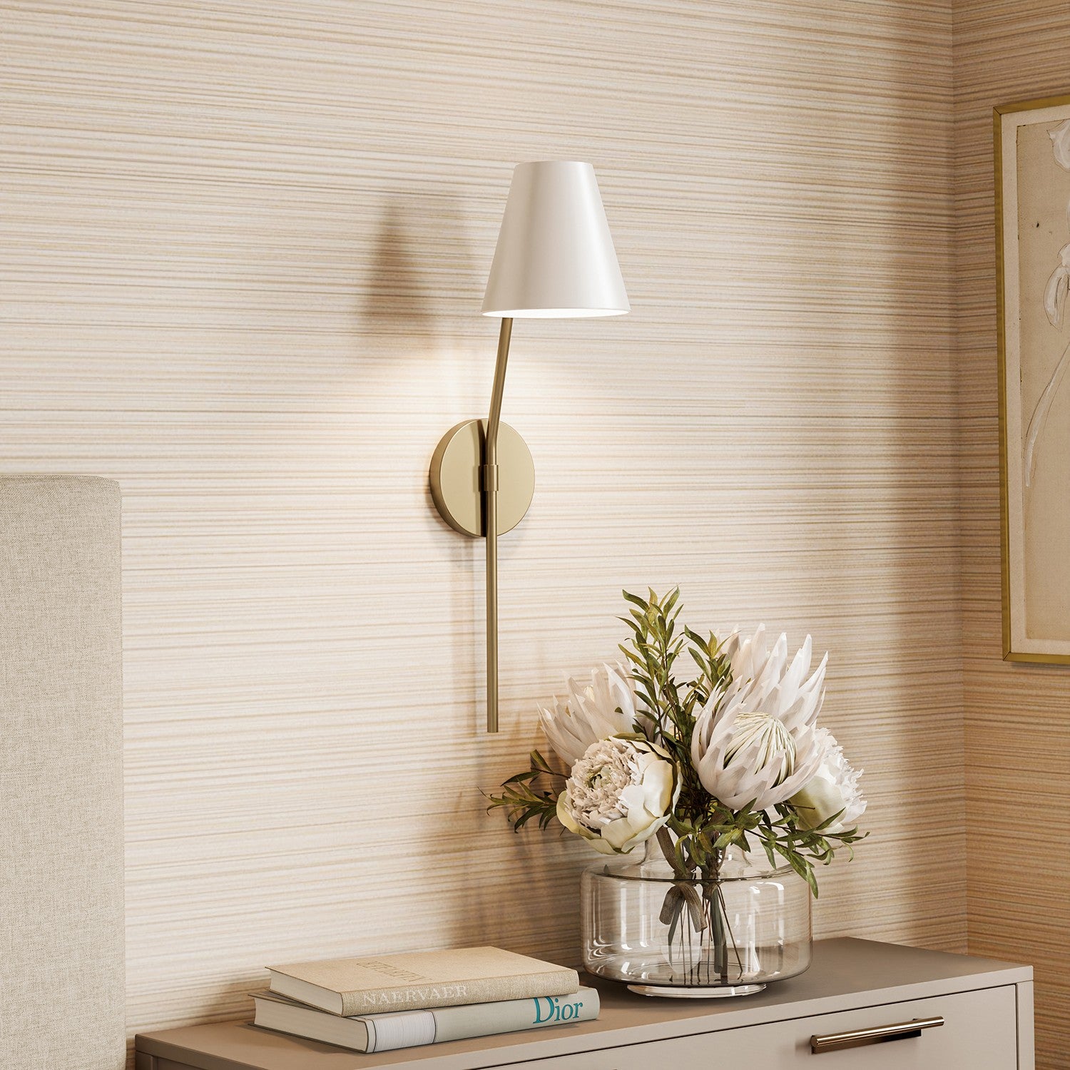 Capital Lighting - 660611AW - One Light Wall Sconce - Cami - Aged Brass and White