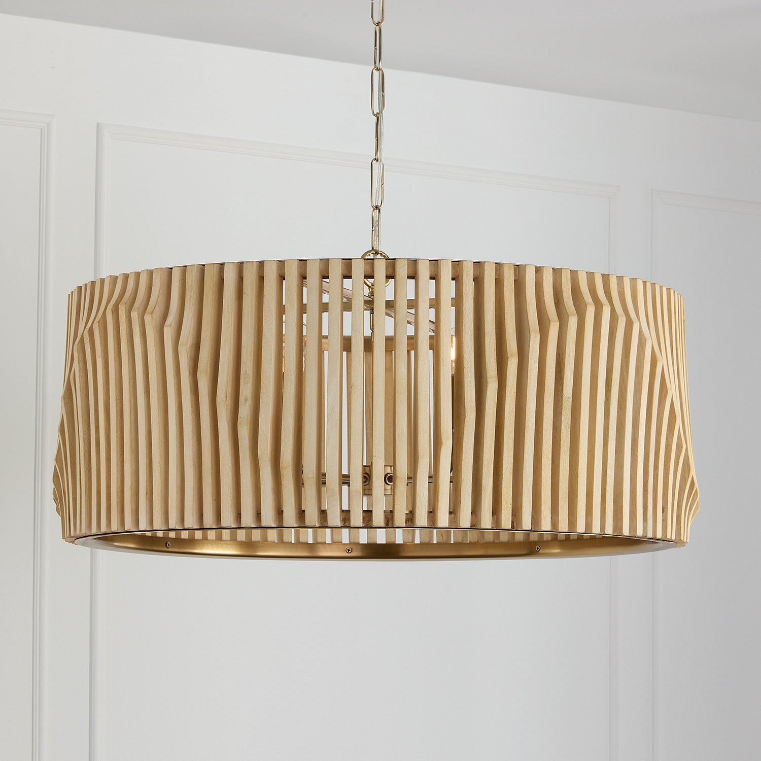Éclairage Capital - 344664BWB - Six lampes Suspension - Archer - Bois blond et laiton mat