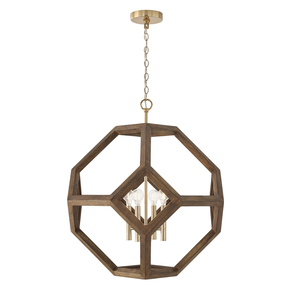 Éclairage Capital - 358441NM - Quatre lampes Suspension - Geo - Bois nordique et laiton mat